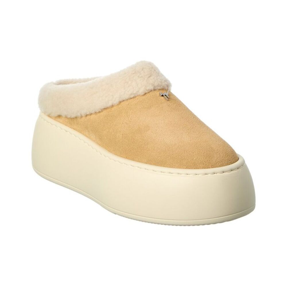 Giuseppe Zanotti Alma Suede & Shearling Sabot Platform Mule, Brown
